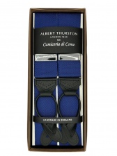 Blue Sapphire Braces with black Brogue Leather Ends (#988)