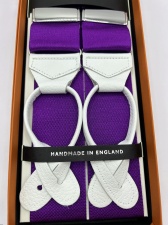 Purple braces with white Leather Ends (#1069)