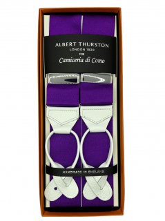 Purple braces with white Leather Ends (#1069)